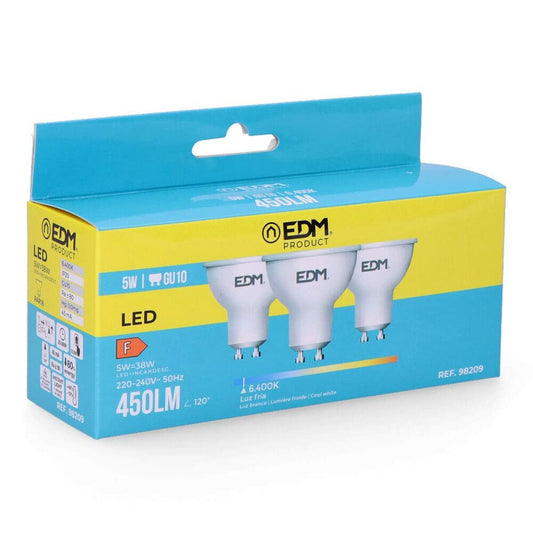 GU10 LED-polttimo 450 lm 6400 K, kylmävalkoinen 3 kpl setti, 5 W, Ø 5 x 5,5 cm
