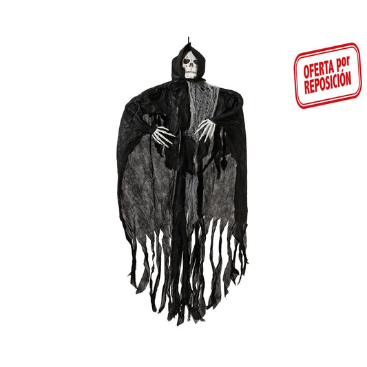 Halloween-luuranko 140 cm, roikkuva koriste hupulla & käsillä halloween-juhliin