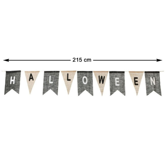 Halloween-viirinauha 215 cm, kangasviiri musta & beige, juhlakoriste sisustus