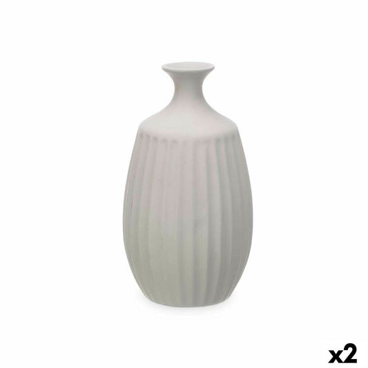 Maljakko harmaa keramiikka raidat 21 x 39 x 21 cm, 2 kpl, kodinsisustus