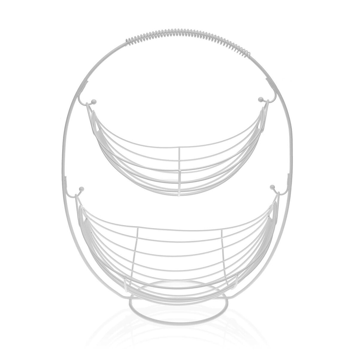Hedelmäkulho 2-tasoinen valkoinen metalli, 27 x 45,5 x 36 cm, keittiöön