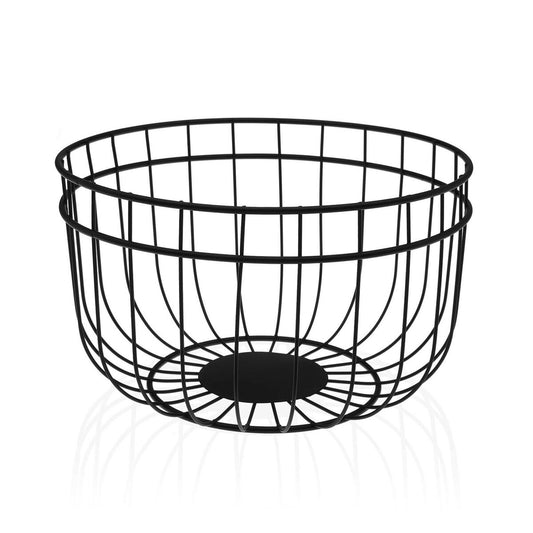Hedelmäkulho musta teräs metallikori, keittiöön & pöydälle 25,5×15×25,5 cm