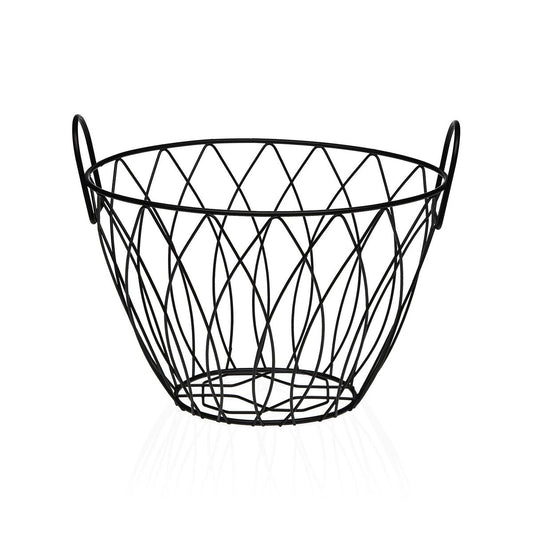 Hedelmäkulho musta teräs ovaali 19,5×21,5×28,5 cm keittiötasoille ruokapöydälle