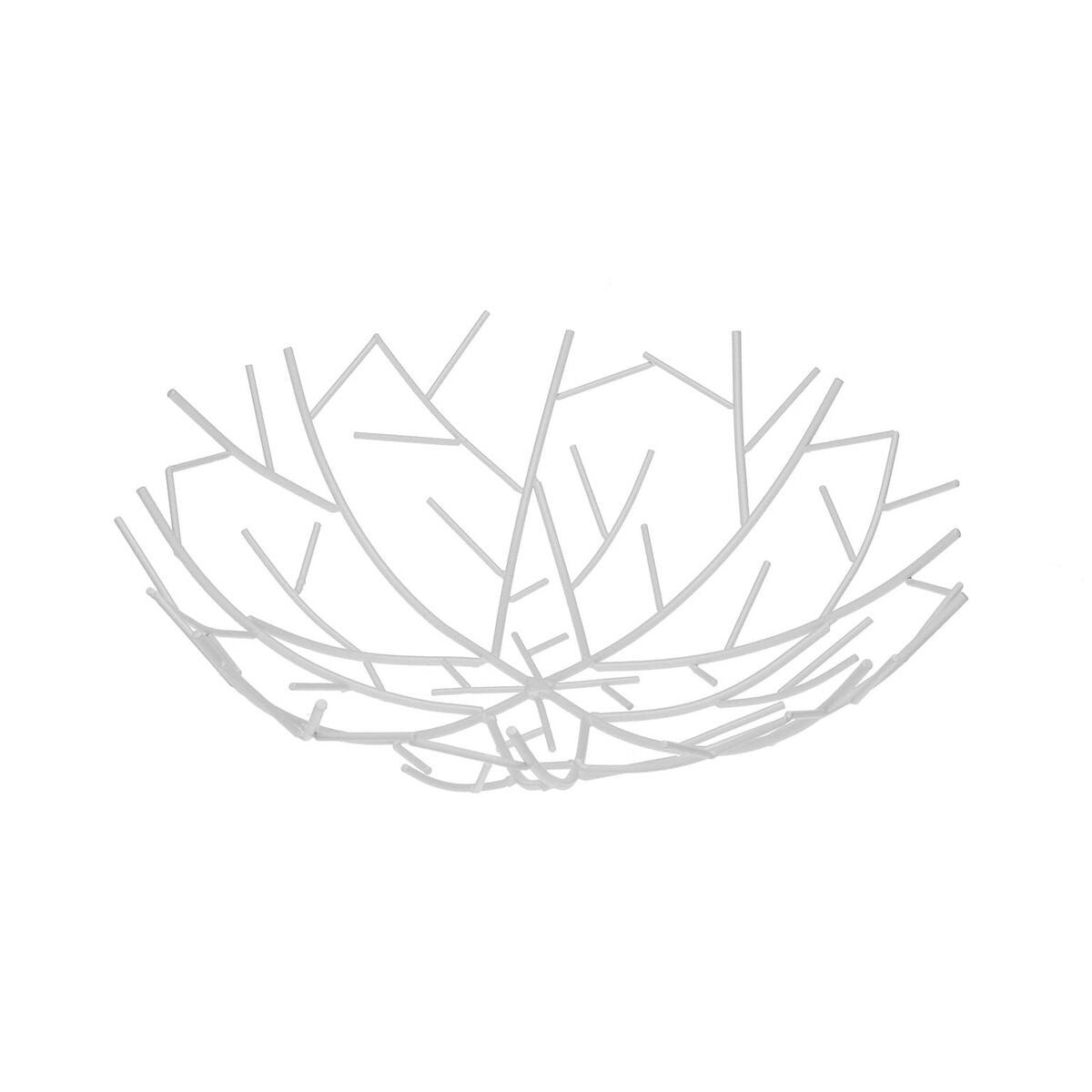 Hedelmäkulho valkoinen teräs 30 x 9 x 30 cm, oksamainen koristekulho, verkko