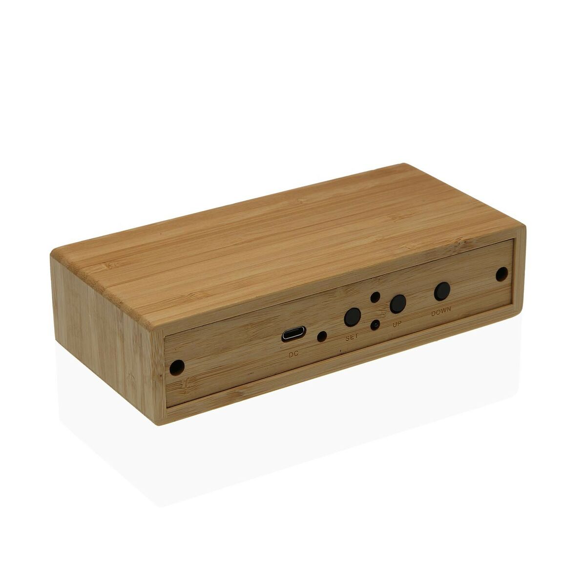 Herätyskello bambu, LED-näyttö & lämpötila, minimalistinen 7,3 x 3,5 x 16 cm