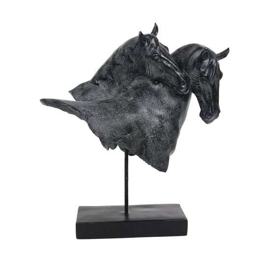 Hevosfiguuri hartsi, musta - koristehahmo jalustalla 41,5×21,5×47 cm