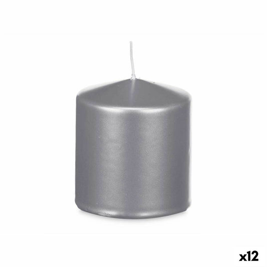 Hopeiset kynttilät, pilarikynttilä 9 x 10 x 9 cm, 41 h paloaika, juhliin 12 kpl