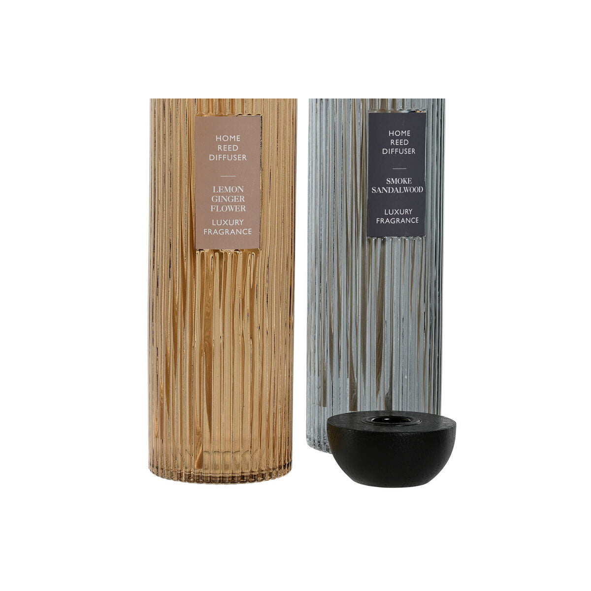 Huonetuoksu 500 ml 2 kpl – diffuuseri tuoksutikku, lasi harmaa & amber