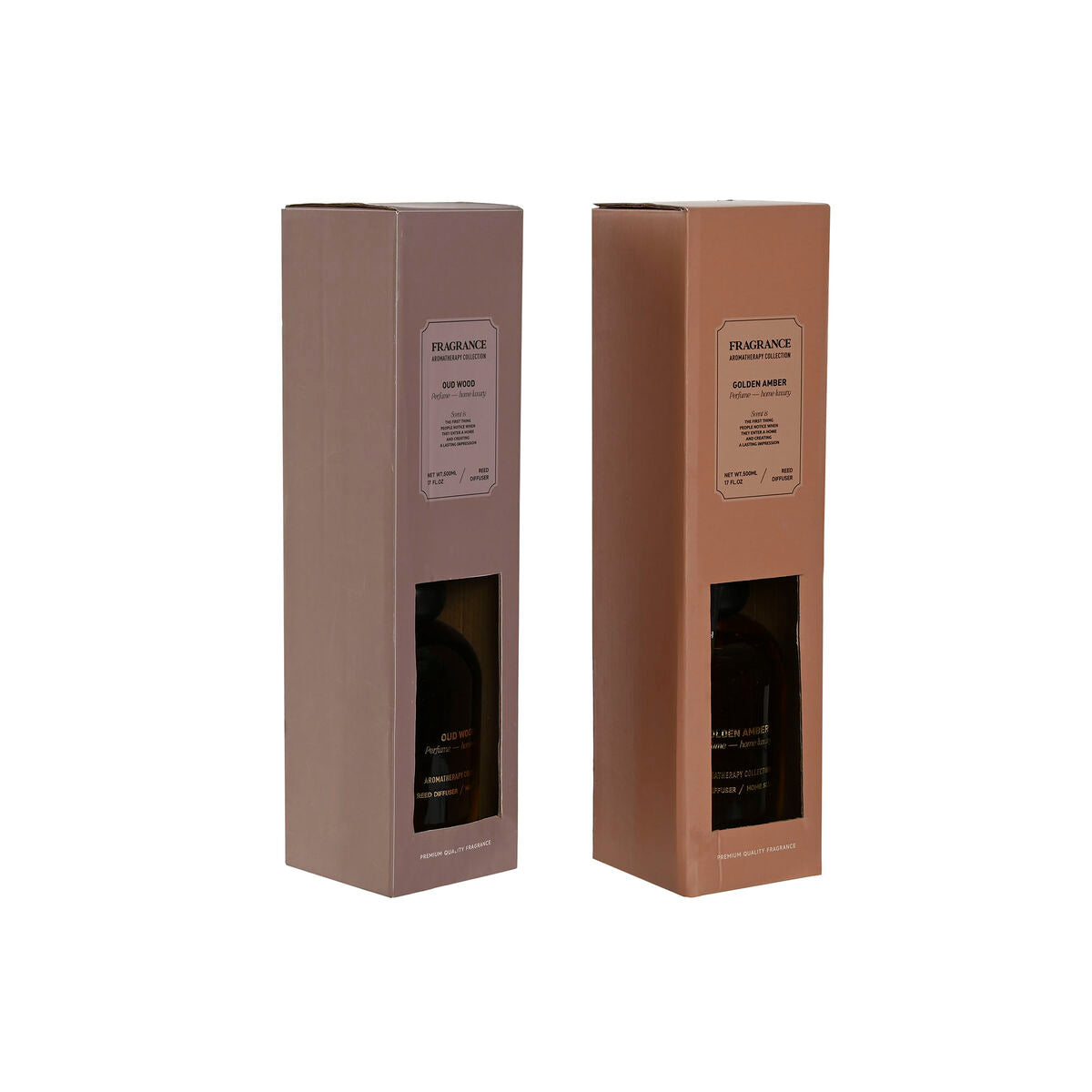 Huonetuoksu 500 ml, tuoksutikku 2 kpl - moderni kristalli-pullo harmaa & amber