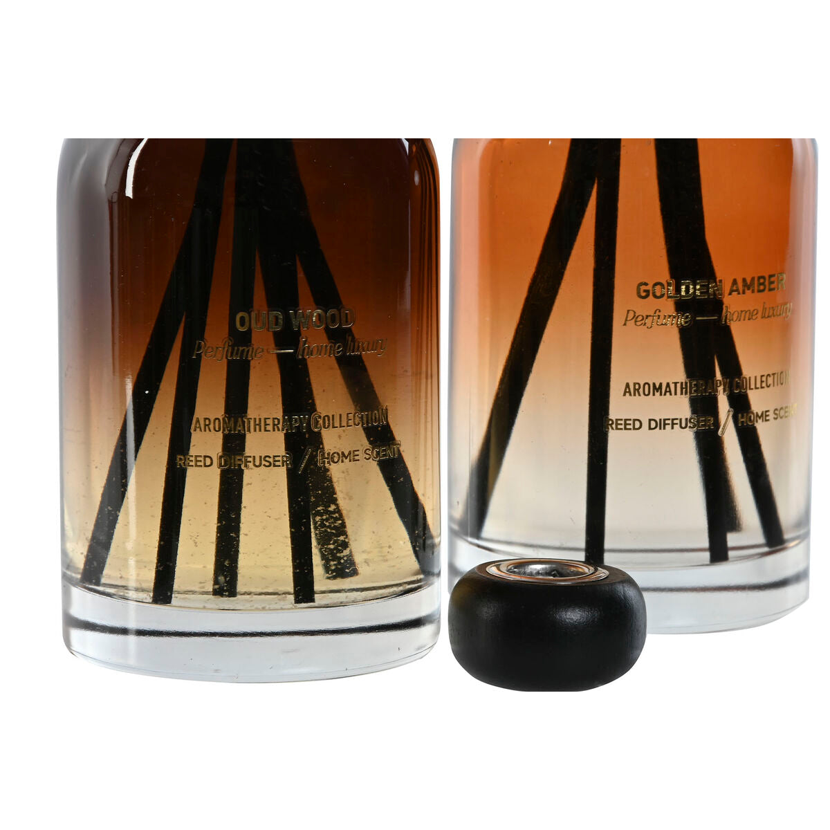 Huonetuoksu 500 ml, tuoksutikku 2 kpl - moderni kristalli-pullo harmaa & amber