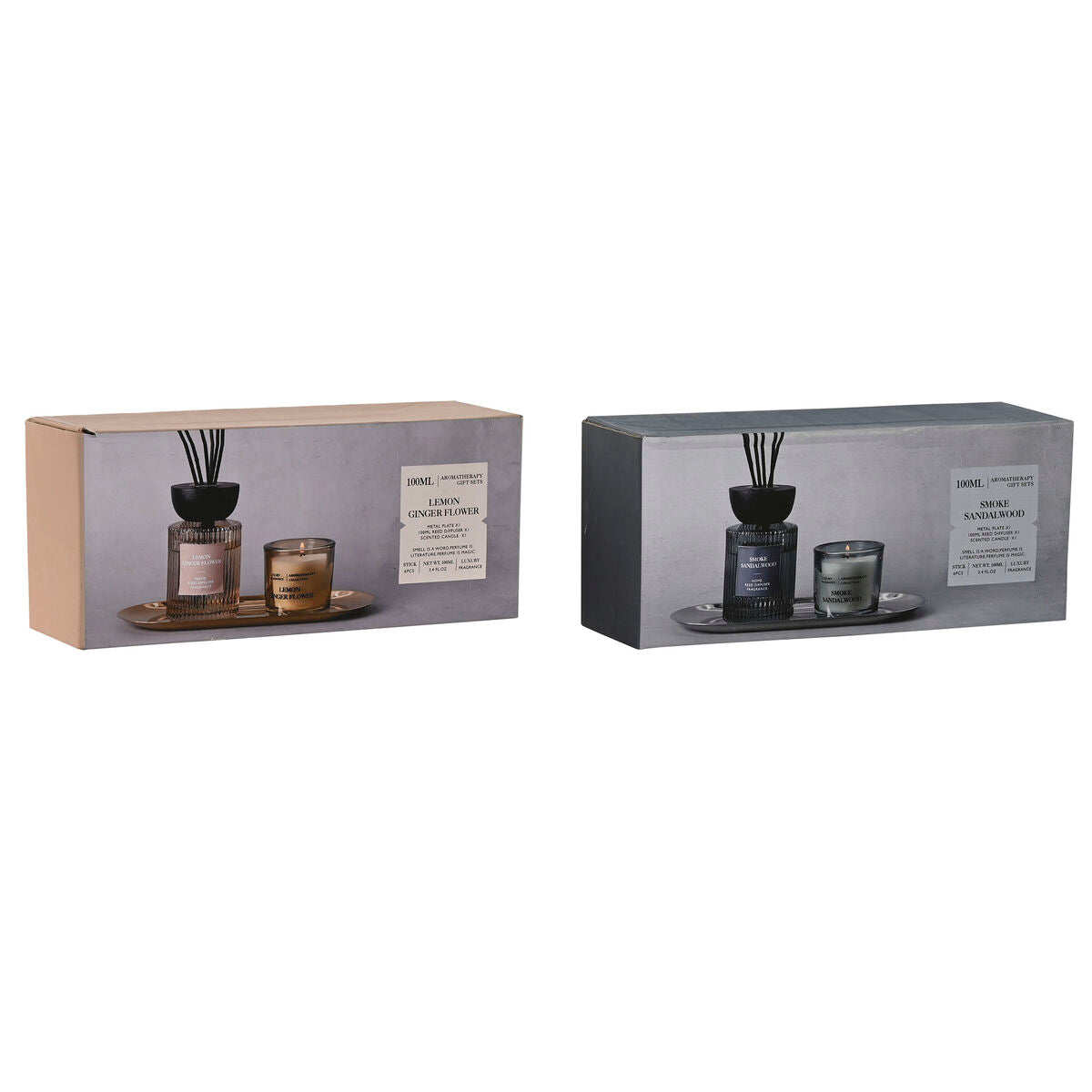 Huonetuoksusetti diffuuseri 100 ml & tuoksukynttilä, urban-muotoilu, 2 kpl