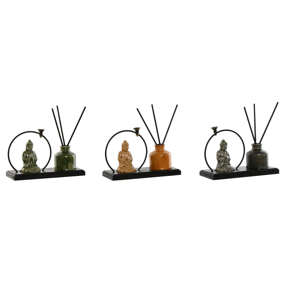 Ilmanraikastin itämainen 3-osainen, tuoksutikku asetelma keramiikka & metalli