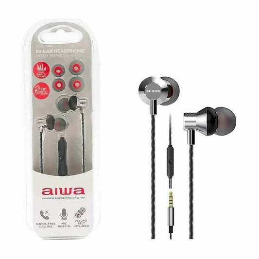 In-ear kuulokkeet mikrofoni, 3.5 mm, hopea, alumiini, langallinen 1,2 m kaapeli