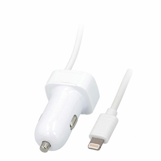 IPhone autolaturi 2,1 A 1,2 m autoon - lightning johto, valkoinen, iPad