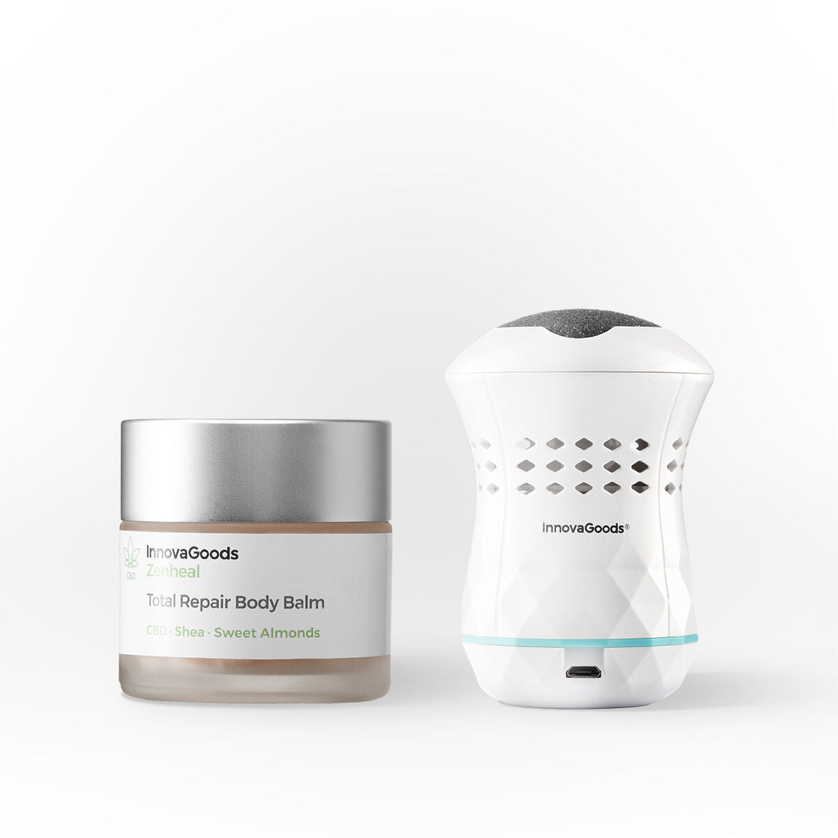 Jalkahoitopaketti CBD, korjaava vartalobalsami 50 ml & ladattava pedikyyriviila