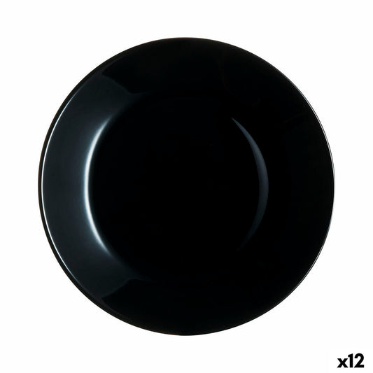Jälkiruokalautanen Ø 18 cm musta lasi, 12 kpl lautassetti Luminarc