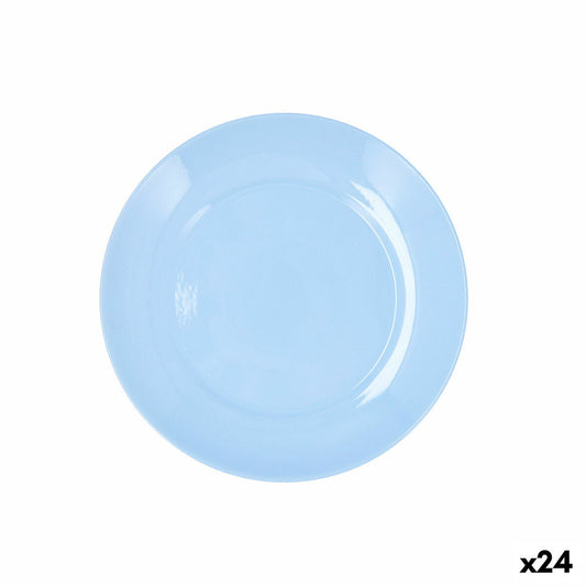 Jälkiruokalautanen 18 cm, sininen lasi, pinoittuva & mikroon sopiva, 24 kpl