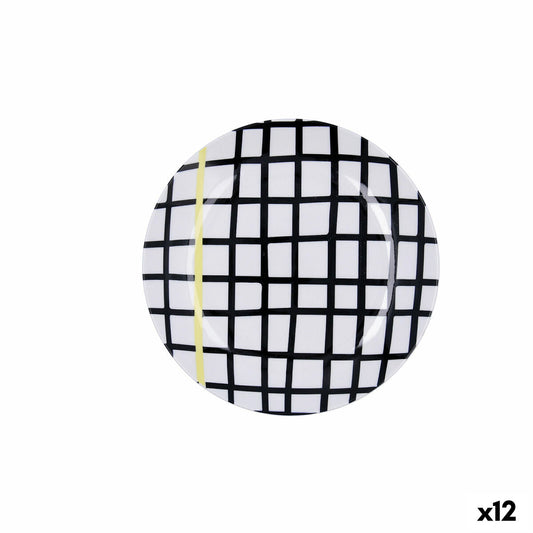 Jälkiruokalautanen 19 cm keramiikka, zigzag-kuvio monivärinen 12-osainen setti