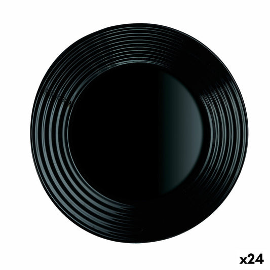 Jälkiruokalautanen 19 cm, musta lasi, konepestävä & mikro - 24 kpl Luminarc