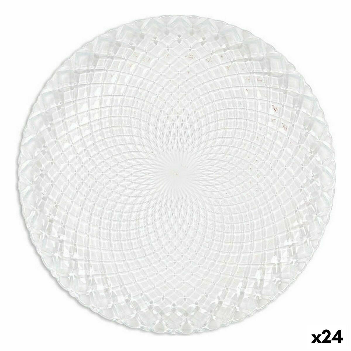 Jälkiruokalautanen ø 19 cm, timanttikuvio, läpinäkyvä, 24 kpl lautaset