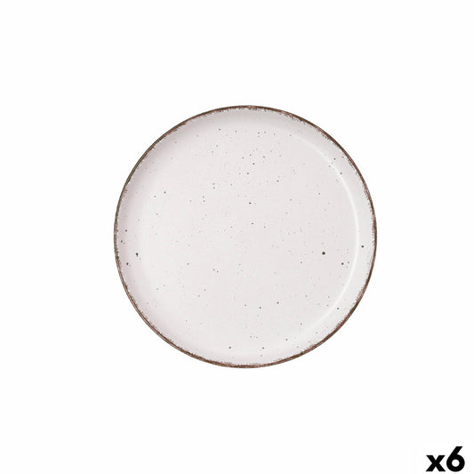 Jälkiruokalautanen 20 cm, keramiikka beige, käsinmaalattu, mikronkestävä, 6 osaa