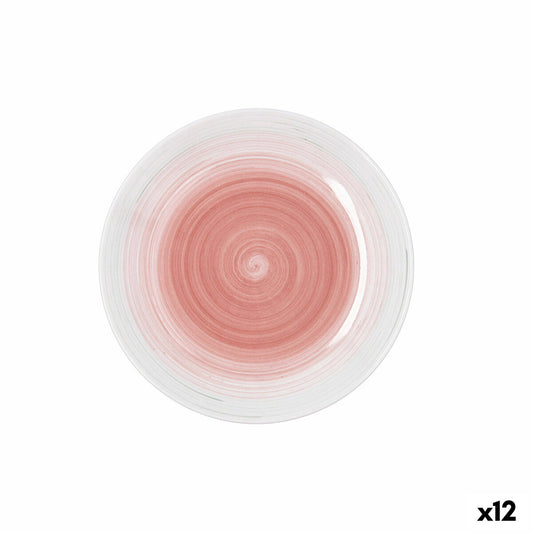 Jälkiruokalautanen keramiikka Ø 19 cm, pinkki, 12 osaa, pinottava astiasarja