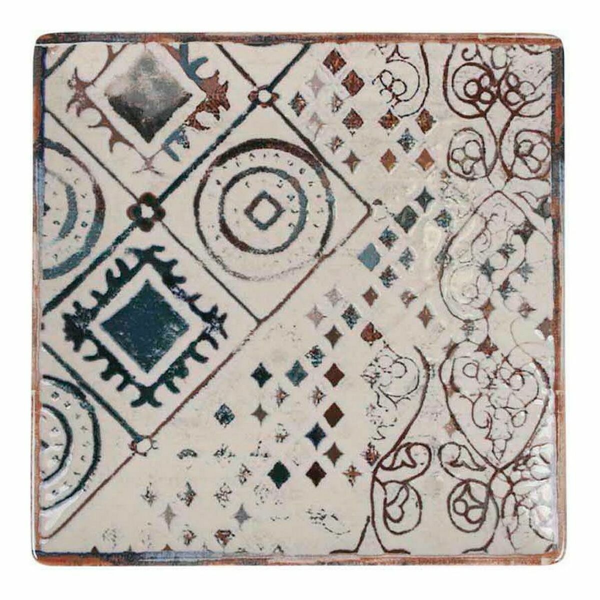 Jälkiruokalautanen posliini 18 x 18 x 2 cm, 12 kpl, neliö, Grecia-kuvio