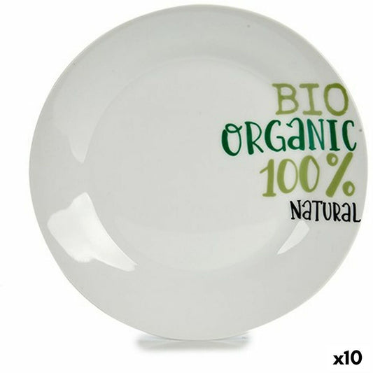 Jälkiruokalautanen posliini 19 cm, 10 kpl – painettu organic-kuvio, tiskikone