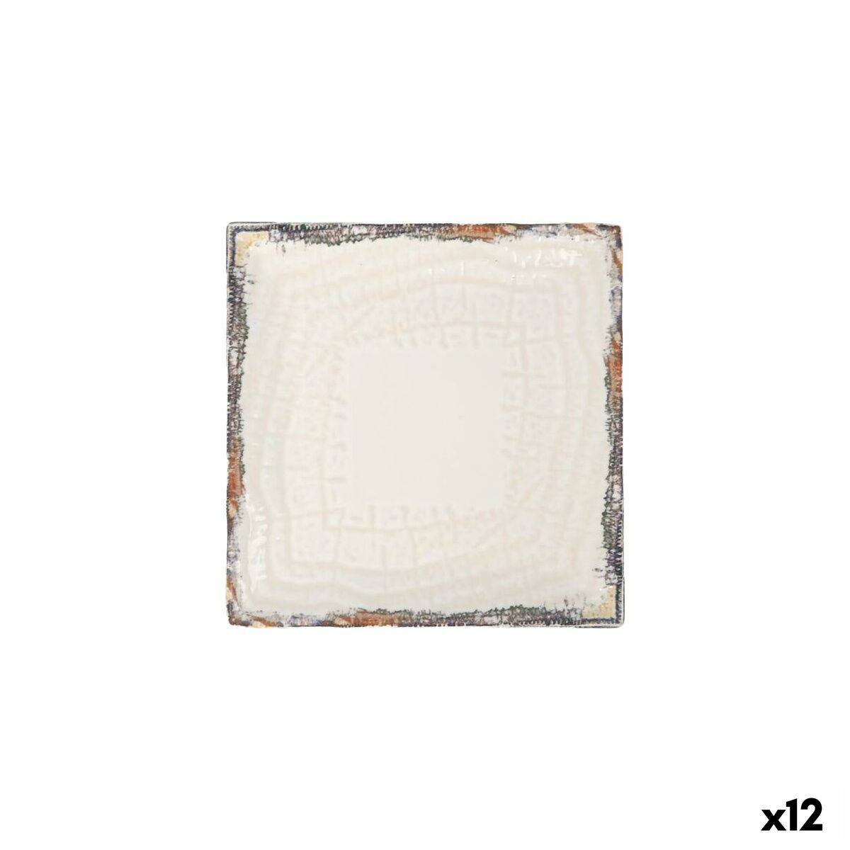 Jälkiruokalautaset 12 kpl 18 x 18 x 2 cm, valkoinen rustiikkireuna Albus