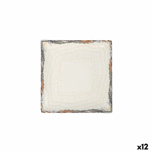 Jälkiruokalautaset 12 kpl 18 x 18 x 2 cm, valkoinen rustiikkireuna Albus