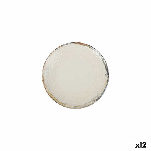 Jälkiruokalautaset 12 kpl Ø 20 cm, valkoinen rustiikkireuna