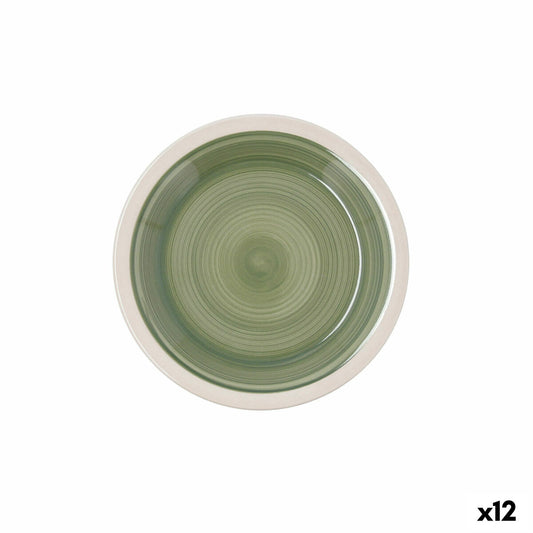 Jälkiruokalautaset 12 kpl Ø 19 cm, pinottavat vihreät, keramiikka, astiasto
