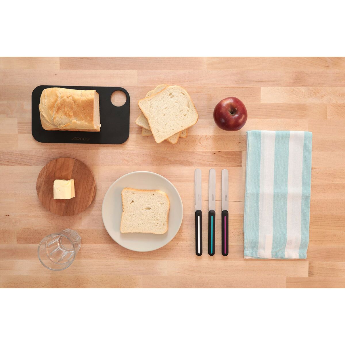 Jälkiruokaveitsi ruostumaton teräs, ergonominen liukumaton kahva, musta-fuksia