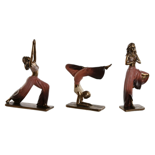 Joogapatsas 3 kpl, pinkki & kullattu resiini scandi-sisustus setti 19×6×26 cm
