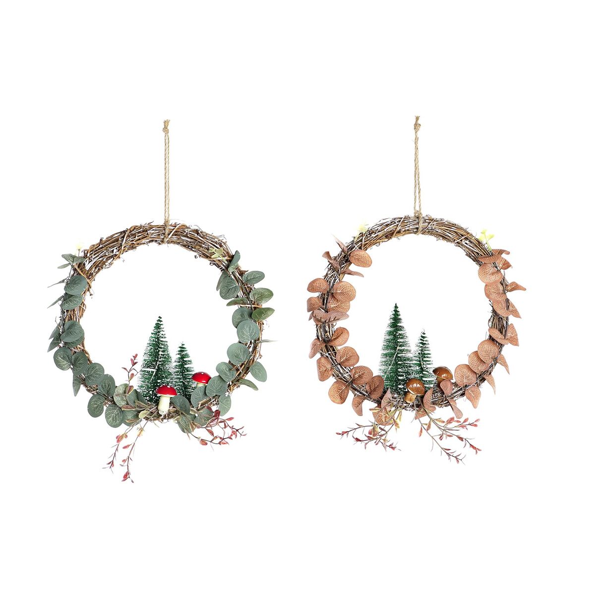 Joulukranssi led-valoilla, kuusikoristeilla, 2 kpl 30 x 2 x 30 cm, sisätiloihin