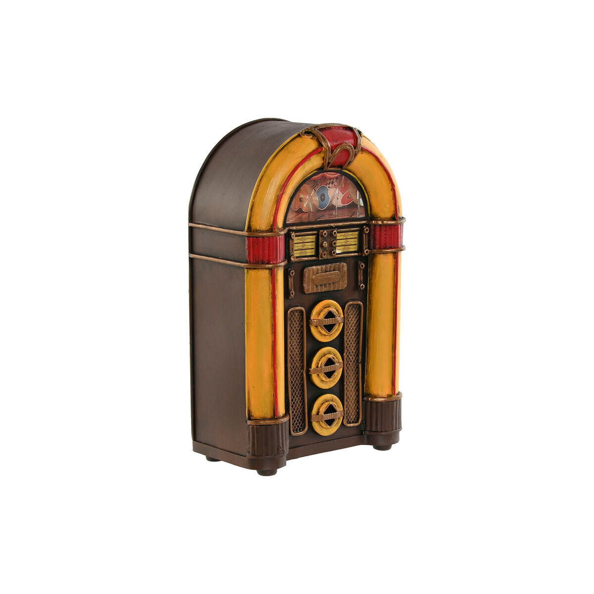 Koristehahmo vintage metallia jukebox 15 x 8 x 24 cm, pöytä, keltainen ruskea
