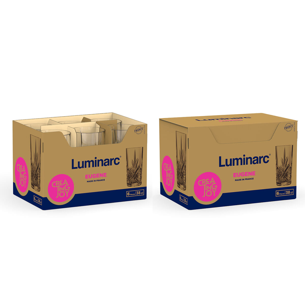 Juomalasi 380 ml, kuviollinen pitkälasi 6 kpl, leikattu drinkkilasi arkikäyttöön