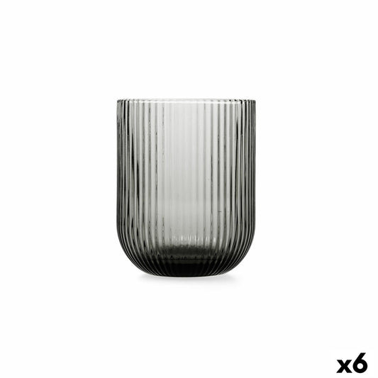 Juomalasit 280 ml, 6 kpl - moderni harmaa uritettu lasi, tiskikoneeseen sopiva