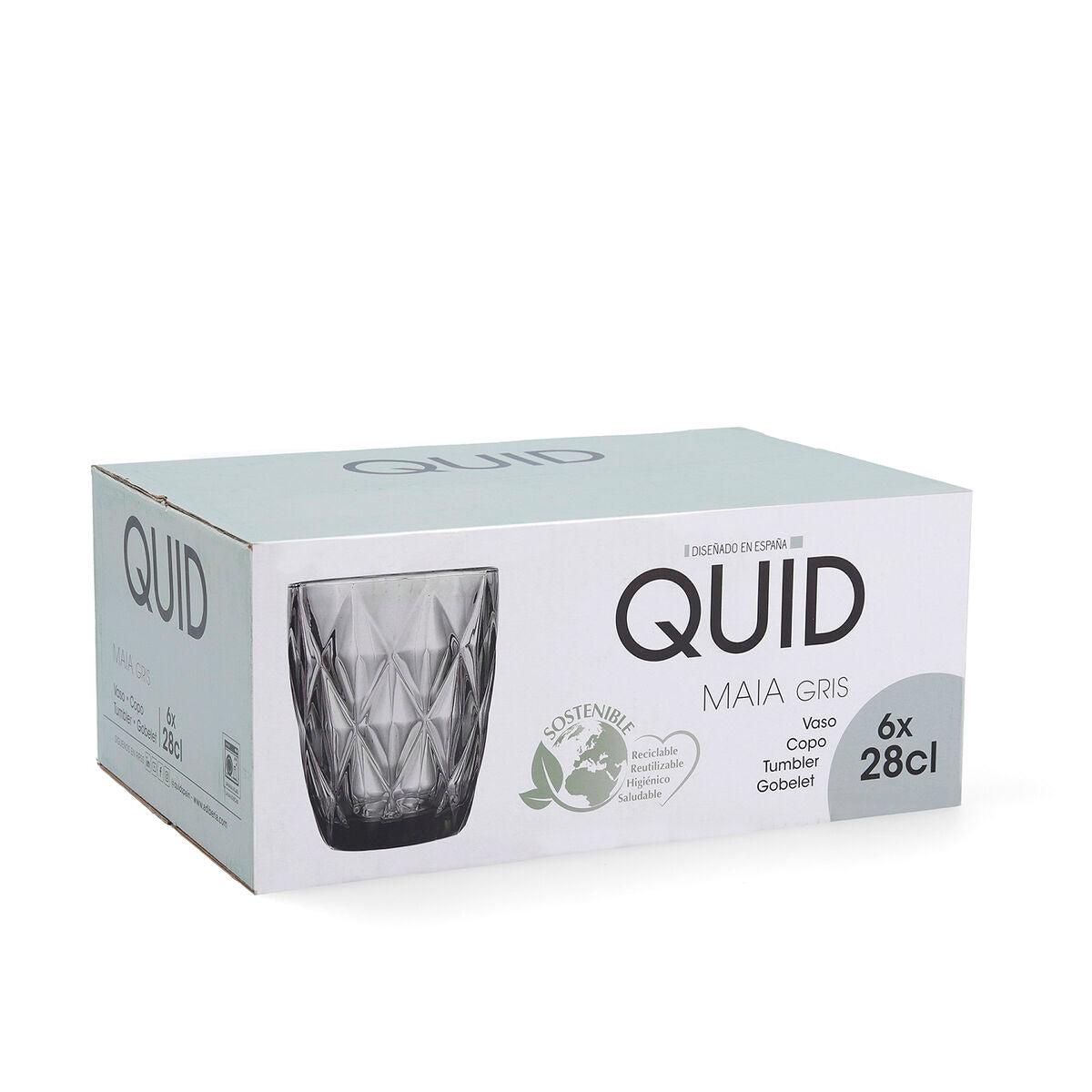 Juomalasit 280 ml, 6 kpl, sininen kuvioitu lasi, astianpesukoneeseen lasisarja