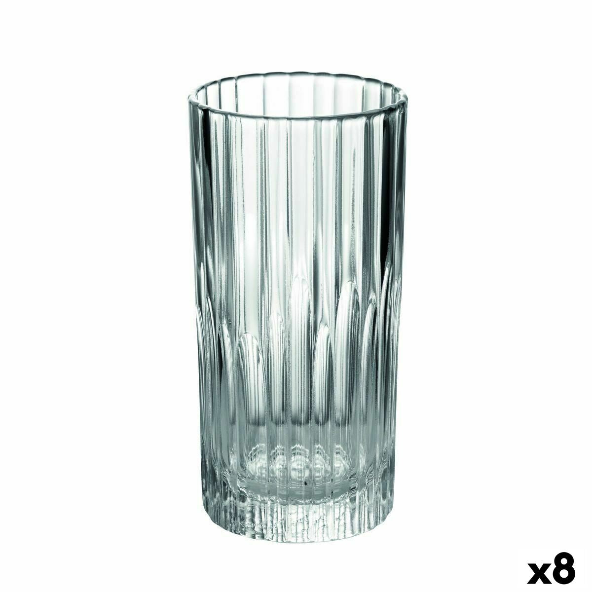 Juomalasit 305 ml 6 kpl, läpinäkyvä raitakuvio, korkeat lasit Manhattan
