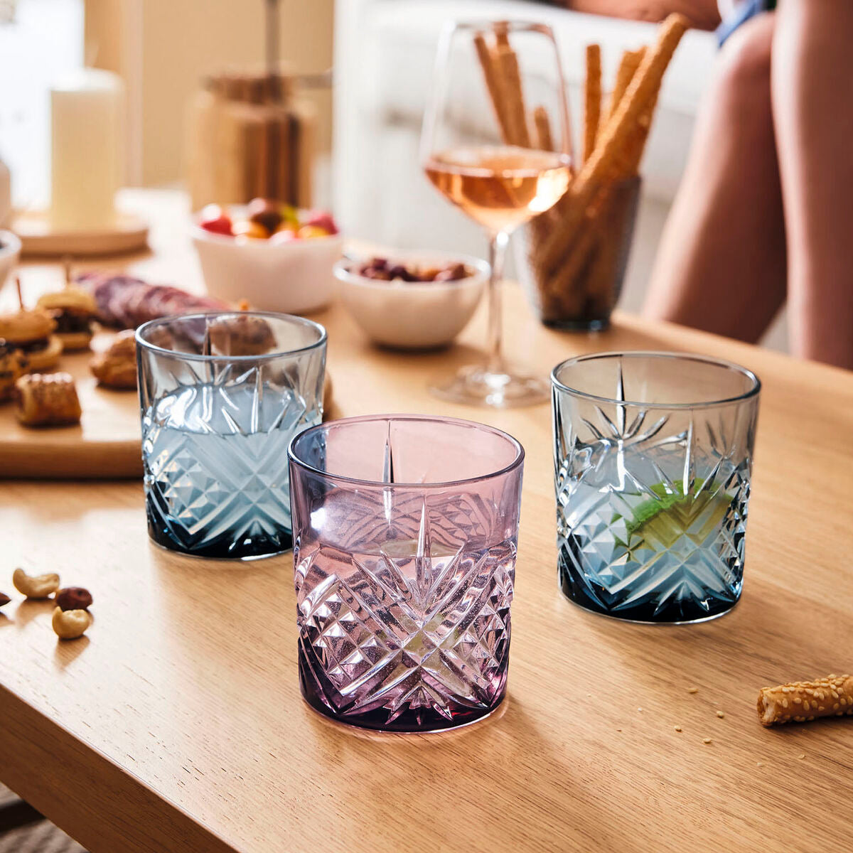 Juomalasit 330 ml 4 kpl, leikattu kuvio kirkas lasi kotikeittiöön - Luminarc