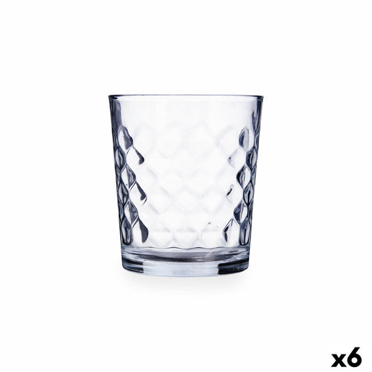 Juomalasi 360 ml, 6 kpl - läpinäkyvä timanttikuvio, konepestävä