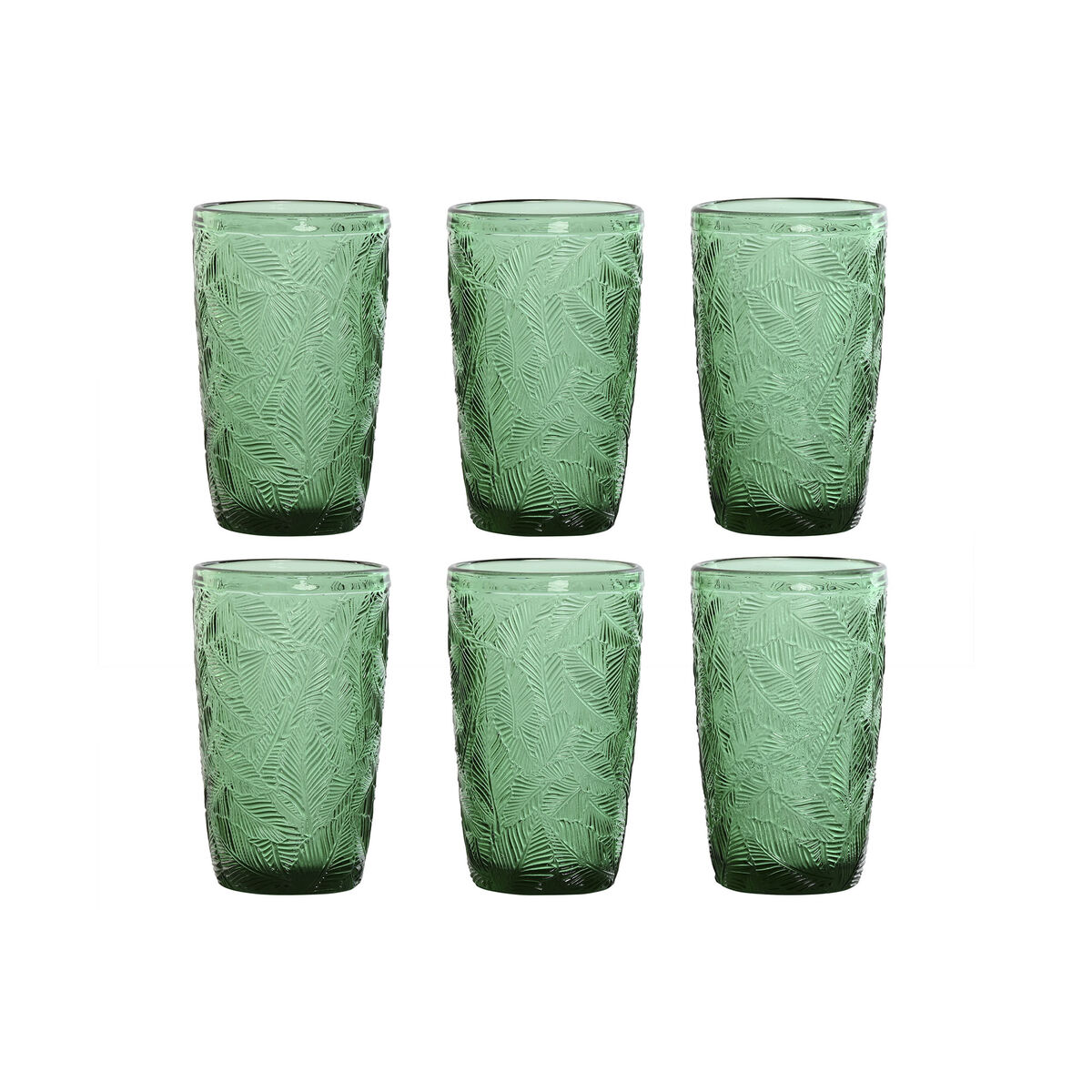 Juomalasit 370 ml 6 kpl, vihreä kristalli kohokuvio, lasisetti arkeen & juhlaan