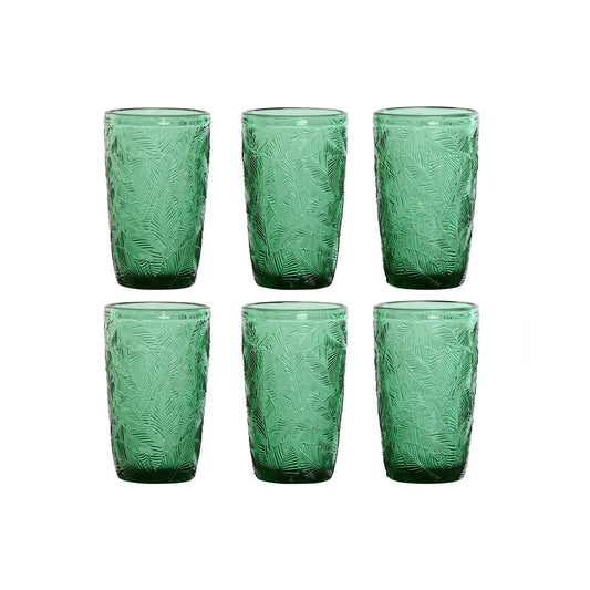 Juomalasit 370 ml 6 kpl, vihreä kristalli kohokuvio, lasisetti arkeen & juhlaan