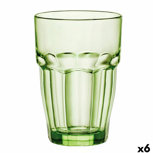 Juomalasit 370 ml, vihreät 6 kpl - facetti-design, konepestävä arkeen keittiöön