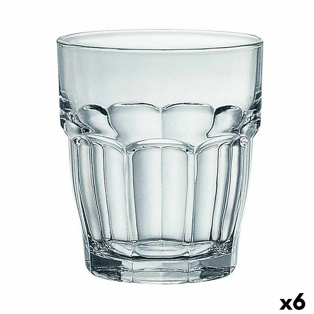 Juomalasi 390 ml, 6 kpl - kirkas facettimallinen drinkkilasi tiskikoneeseen