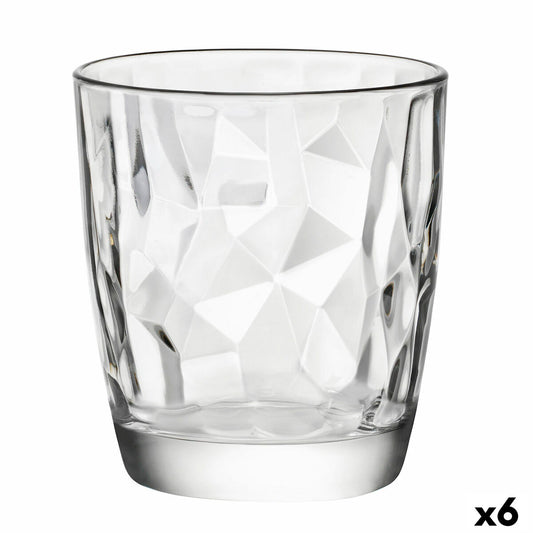 Juomalasit 390 ml, 6 kpl, timanttikuvioitu Diamond-lasi arkeen, Bormioli Rocco