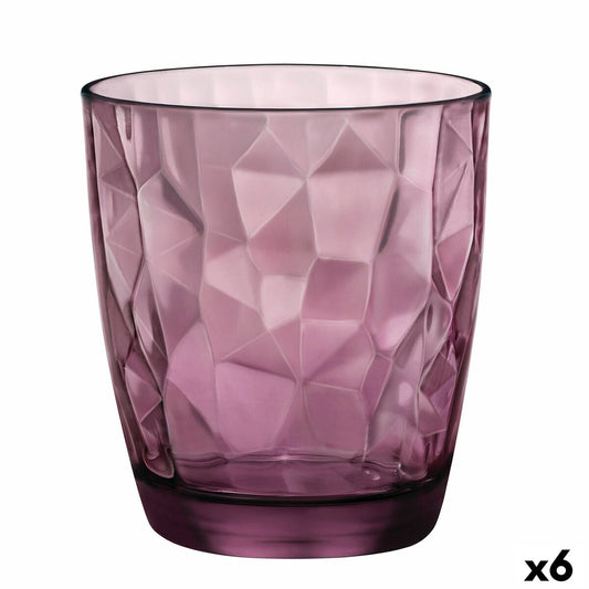 Juomalasit 390 ml, purppura 6 kpl - timanttikuvio, keittiöön, Bormioli Rocco