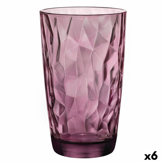 Juomalasit 470 ml, 6 kpl, timanttipintainen purppura, konepesun kestävä