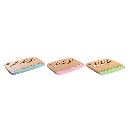 Juustolauta bambu 33,5×24×2 cm, 3 kpl, ruostumattomat veitset, pastellisävyt